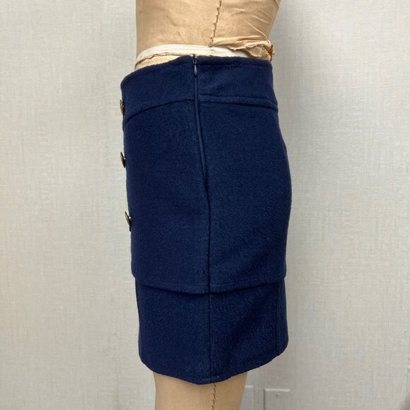 NWT Deadstock 2000s Tulle Boucle Chain Layered Mini Wool Blend Skirt Blue Medium - Picture 2 of 3